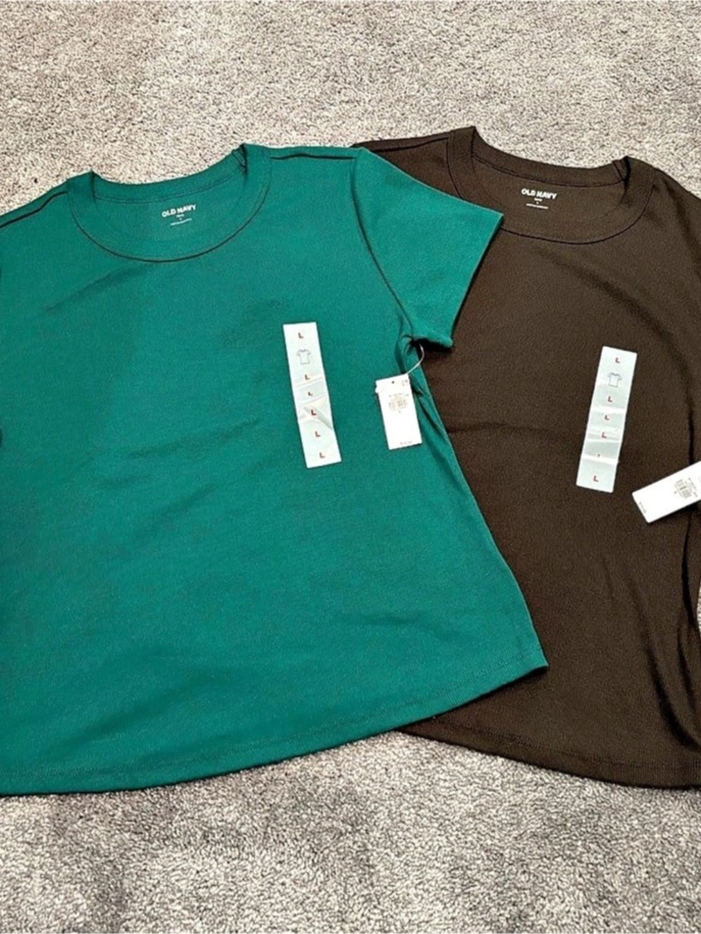 Old Navy Snug Crop Ribbed T-Shirt -Shirts Green & Brown Large NWT